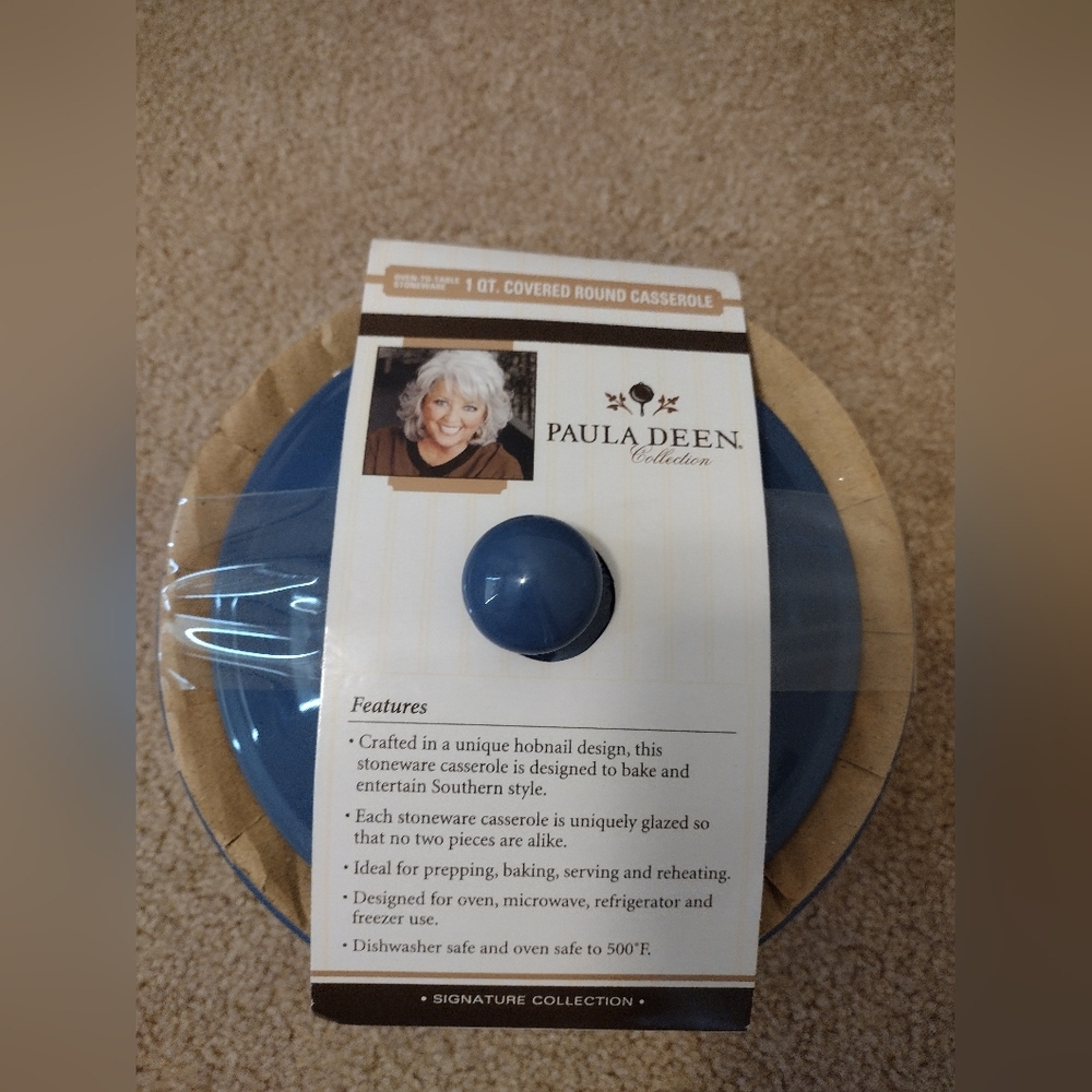 Paula Deen Blue Southern Gathering 1Qt Round Covered Casserole Dish